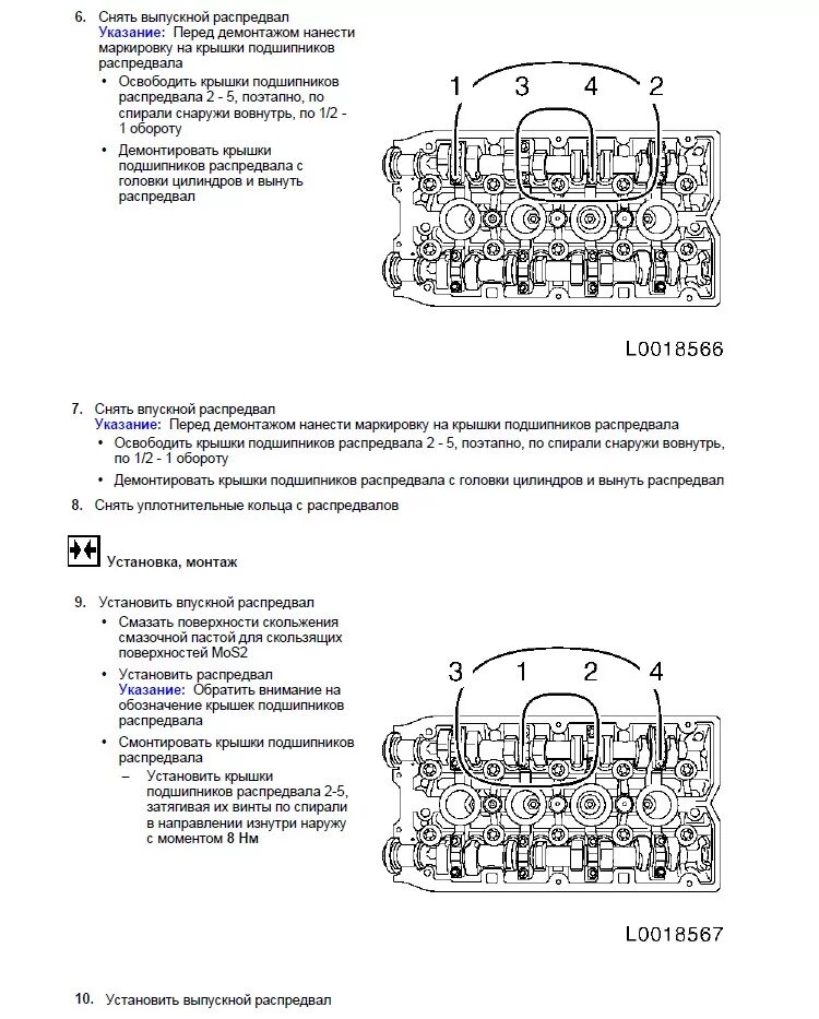 Порядок затяжки болтов гбц z18xer Замена комплекта шестерней, распредвалов z16xer/z18xer ч.2 (мануалы ТИС, моменты