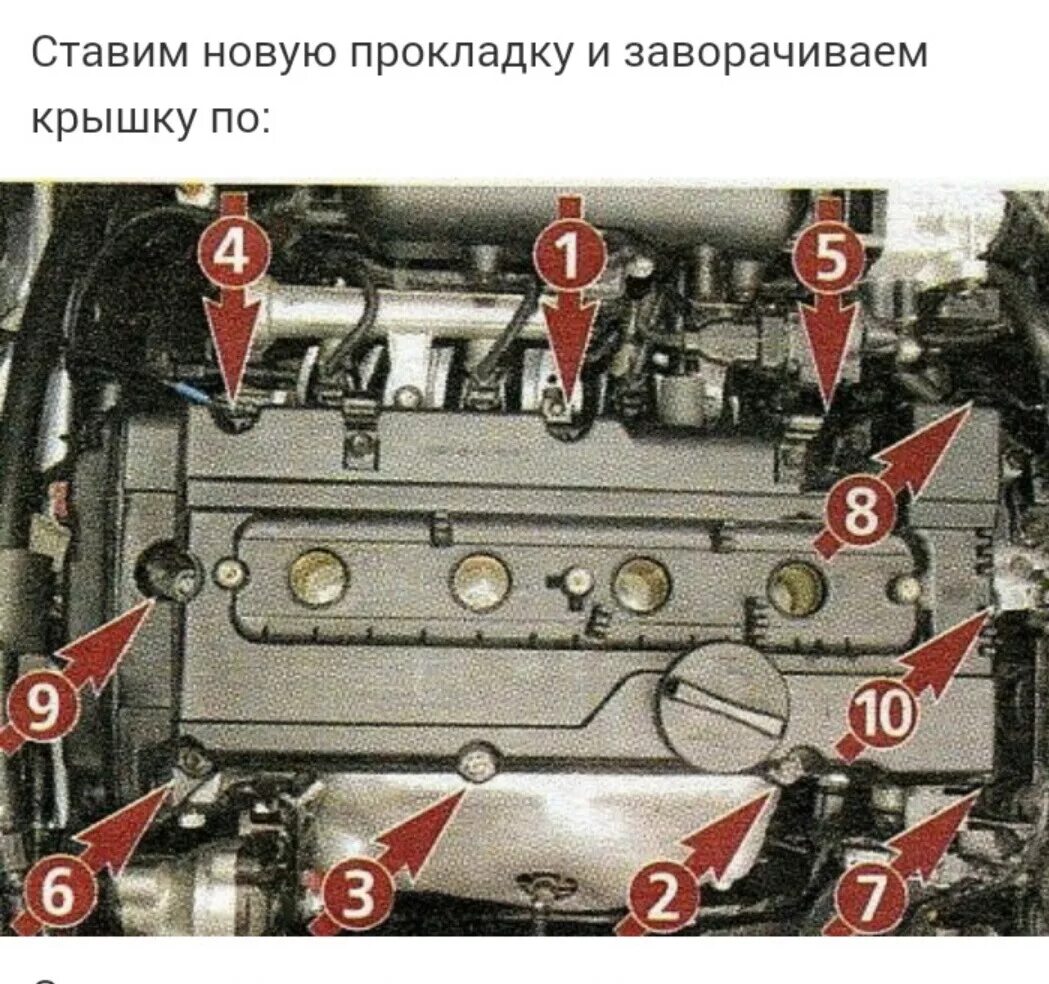 Порядок затяжки болтов клапанной крышки акцент Замена прокладки, втулок стаба и наконец то удалил клапан - Hyundai Accent (2G),