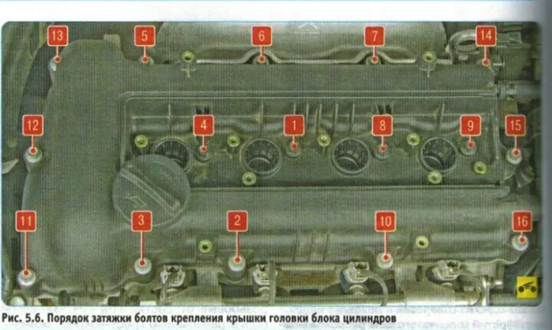 Порядок затяжки болтов клапанной крышки киа Замена прокладки клапанной крышки 1.6. - KIA Rio (3G), 1,6 л, 2016 года плановое