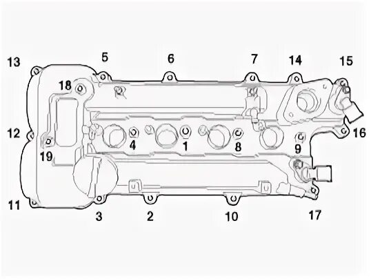 Порядок затяжки болтов клапанной крышки киа спектра Kia Cee'd - Cylinder Head Cover Repair procedures - Cylinder Head Assembly