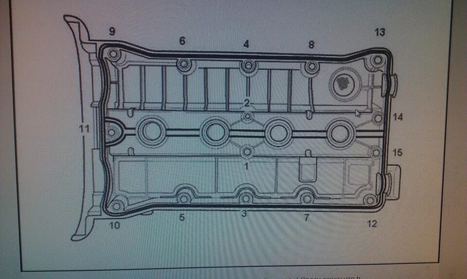 Порядок затяжки болтов клапанной крышки круз Замена прокладки клапанной крышки - Daewoo Nexia, 1,5 л, 2005 года своими руками