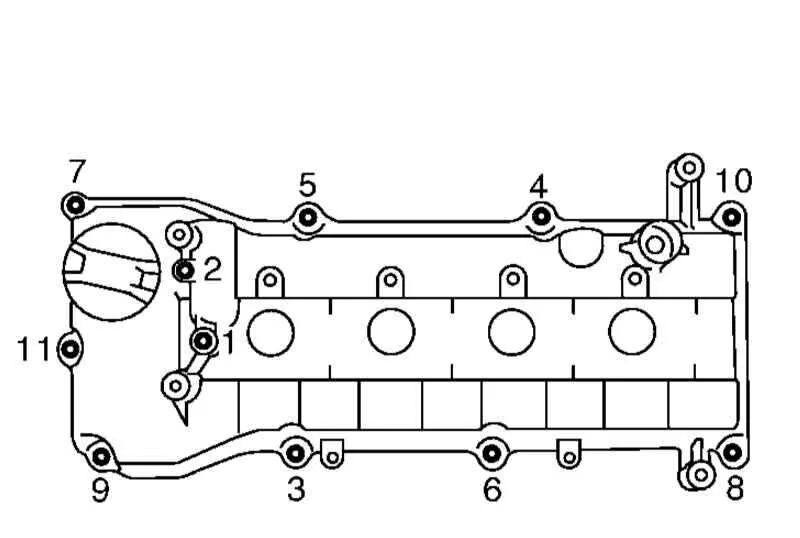 Порядок затяжки болтов клапанной крышки мерседес m112 Замена сальников свечных колодцев - Nissan Primera (P12), 1,8 л, 2006 года своим