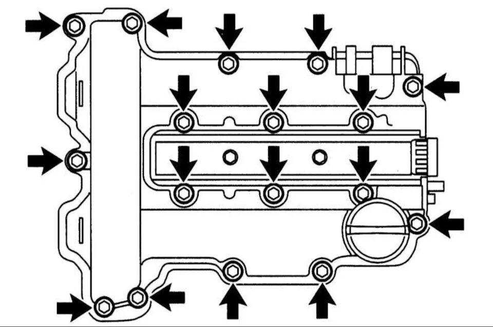 Порядок затяжки болтов клапанной крышки опель астра Замена уплотнения клапанной крышки - Opel Corsa B, 1,2 л, 1997 года расходники D