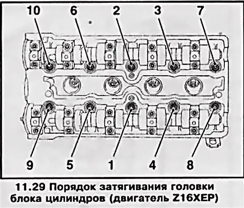 Порядок затяжки болтов клапанной крышки z18xer Removal and installation of a head of the block of cylinders (Opel Astra H 2004-