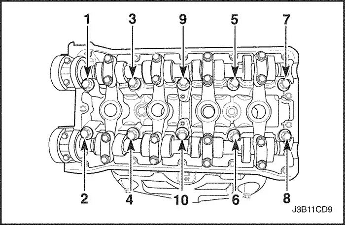 Порядок затяжки болтов крышки Капитальный ремонт двигателя f16d3. Частичная разборка. Снятие ГБЦ - Chevrolet L