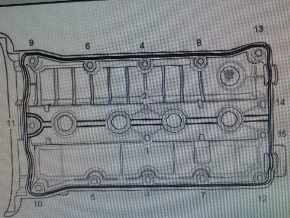 Порядок затяжки болтов шевроле авео Замена прокладки оригинальной на Victor Reinz -155345601 клаппаной крышки. - Che
