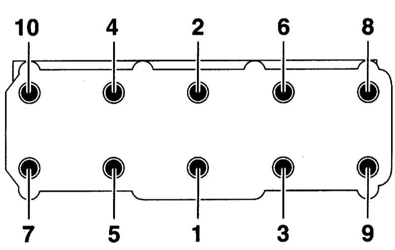 Порядок затяжки болтов впускного коллектора Removal and installation of a head of cylinders