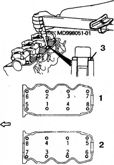 Порядок затяжки гбц 6g72 Галоўка блока цыліндраў - зняцце і ўстаноўка (Міцубісі Паджэра 1 і 2, 1982-1999)
