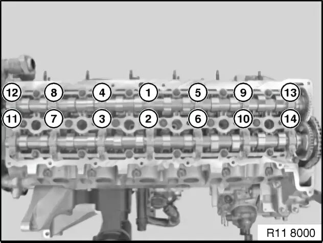 Порядок затяжки гбц бмв n 20 11 31 028 Replacing exhaust camshaft (N57 D30 O/T 1)