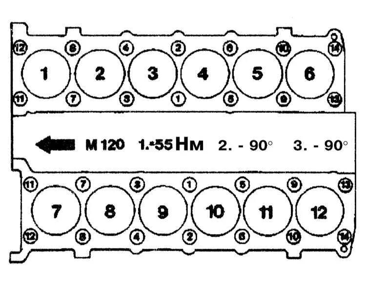 Порядок затяжки гбц двигателя 102 мерседес Ремонт Мерседес 140 : Головки блока цилиндров Mercedes W140