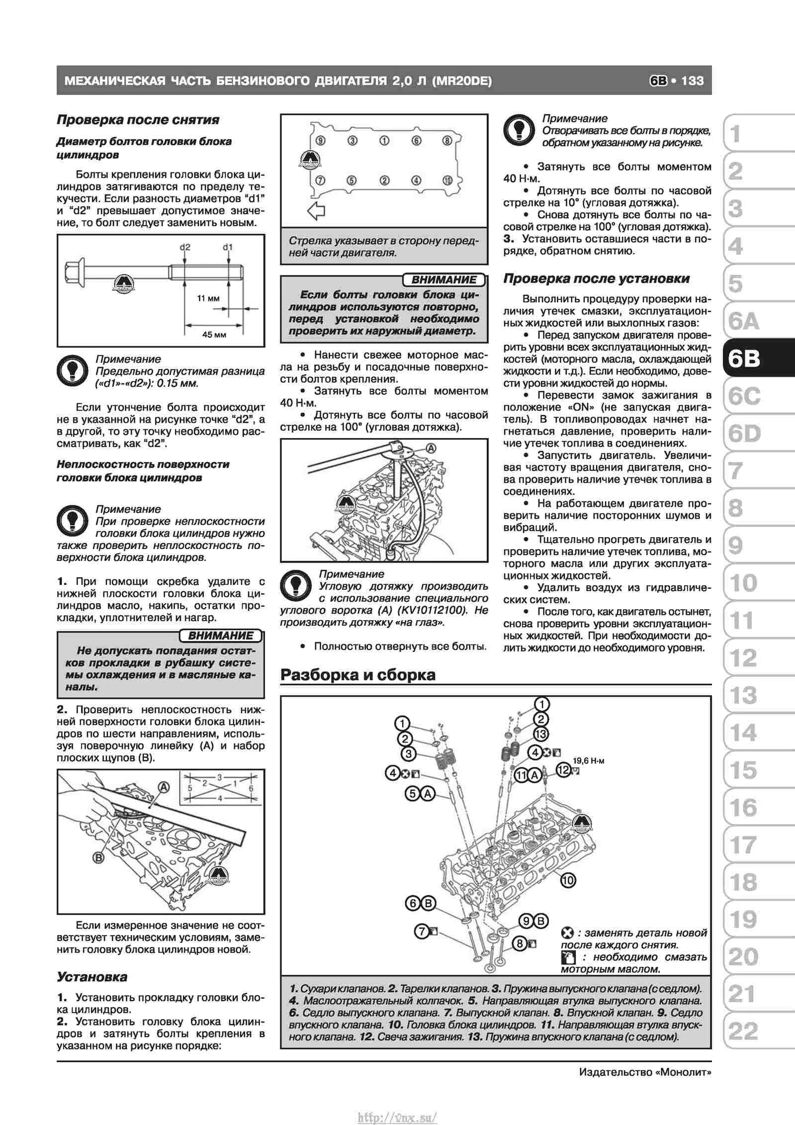 Порядок затяжки гбц ниссан кашкай 2 литра Nissan Qashqai с 2008 Руководство по ремонту и эксплуатации