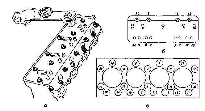Порядок затяжки головки блока зил 130 Протяжка головки газ 53 59 фото - KubZap.ru