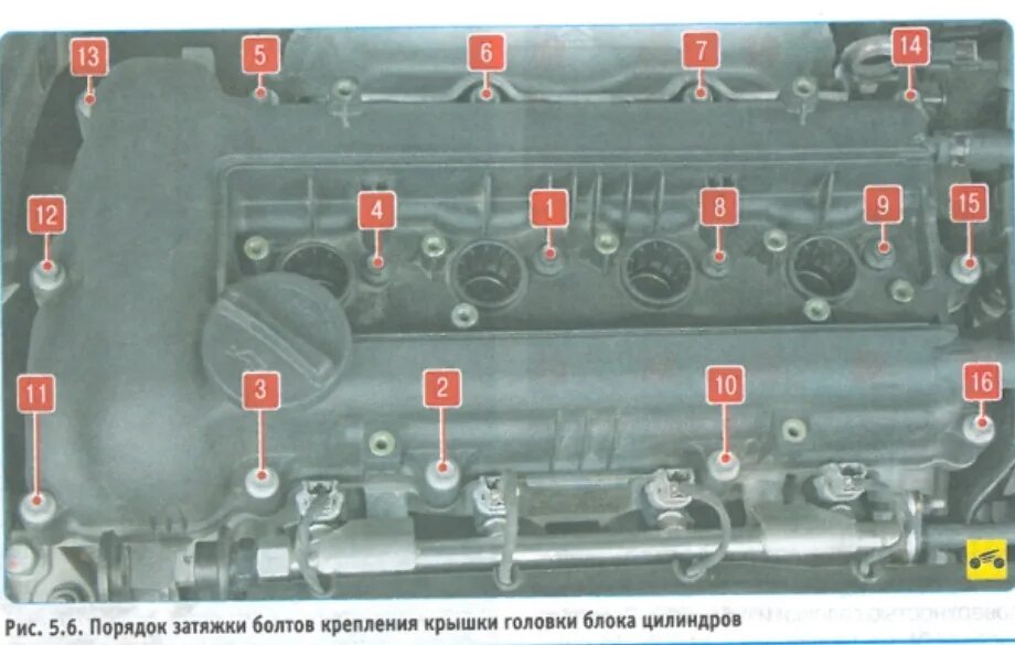 Порядок затяжки клапанной крышки 18xer 9. Регулировка клапанов G4FC - Hyundai Elantra (4G), 1,6 л, 2008 года своими рук