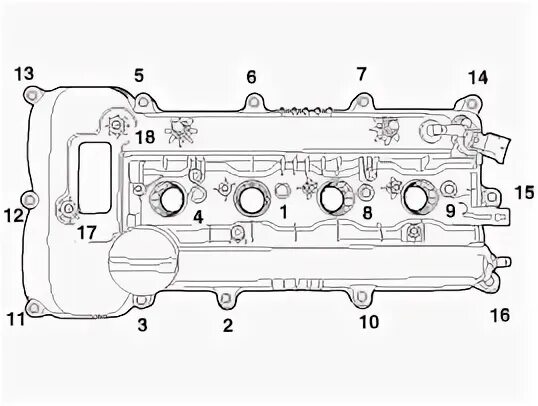 Порядок затяжки клапанной крышки киа рио 3 13575848