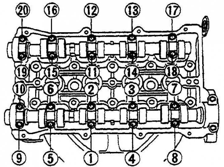 Порядок затяжки клапанной крышки мазда 6 Rocker arms and camshafts - removal, inspection and installation (Mazda Capella 