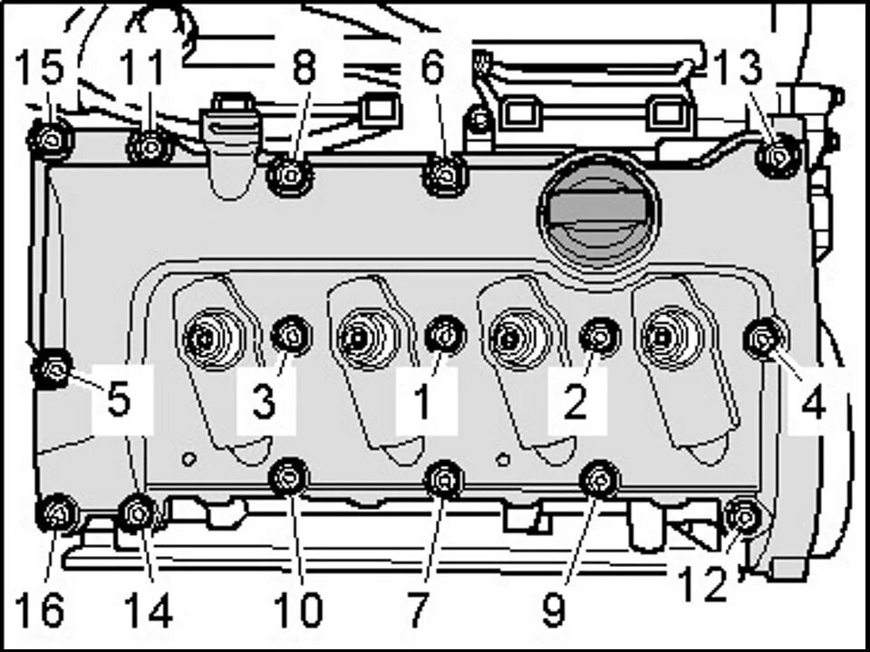 Порядок затяжки клапанной крышки пассат б5 Прокладка клапанной крышки ALT - Audi A4 (B7), 2 л, 2006 года поломка DRIVE2