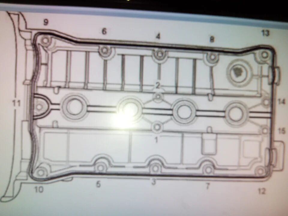 Порядок затяжки клапанной крышки шевроле лачетти 1.6 Остановка течи из-под болтов клапанной крышки. - Daewoo Nexia (N150), 1,6 л, 201