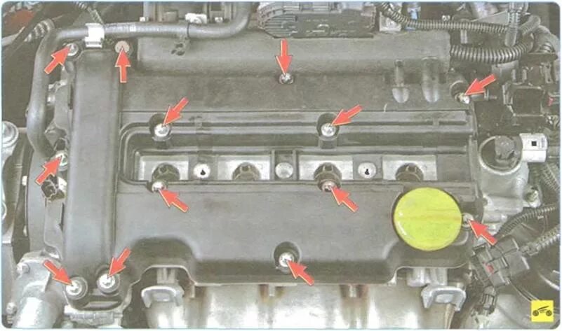 Порядок затяжки клапанной крышки z14xep Opel Meriva. ЗАМЕНА ПРОКЛАДКИ КРЫШКИ ГОЛОВКИ БЛОКА ЦИЛИНДРОВ ДВИГАТЕЛЯ (Z14XEP) 