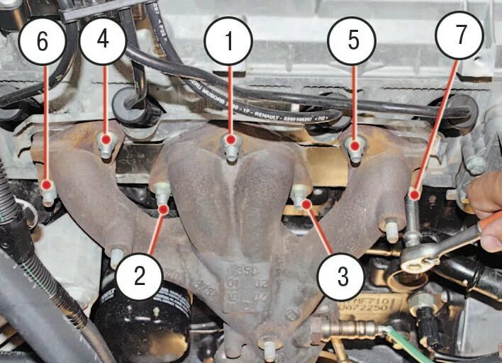 Порядок затяжки коллектора ваз 2107 Renault Logan exhaust manifold gasket replacement