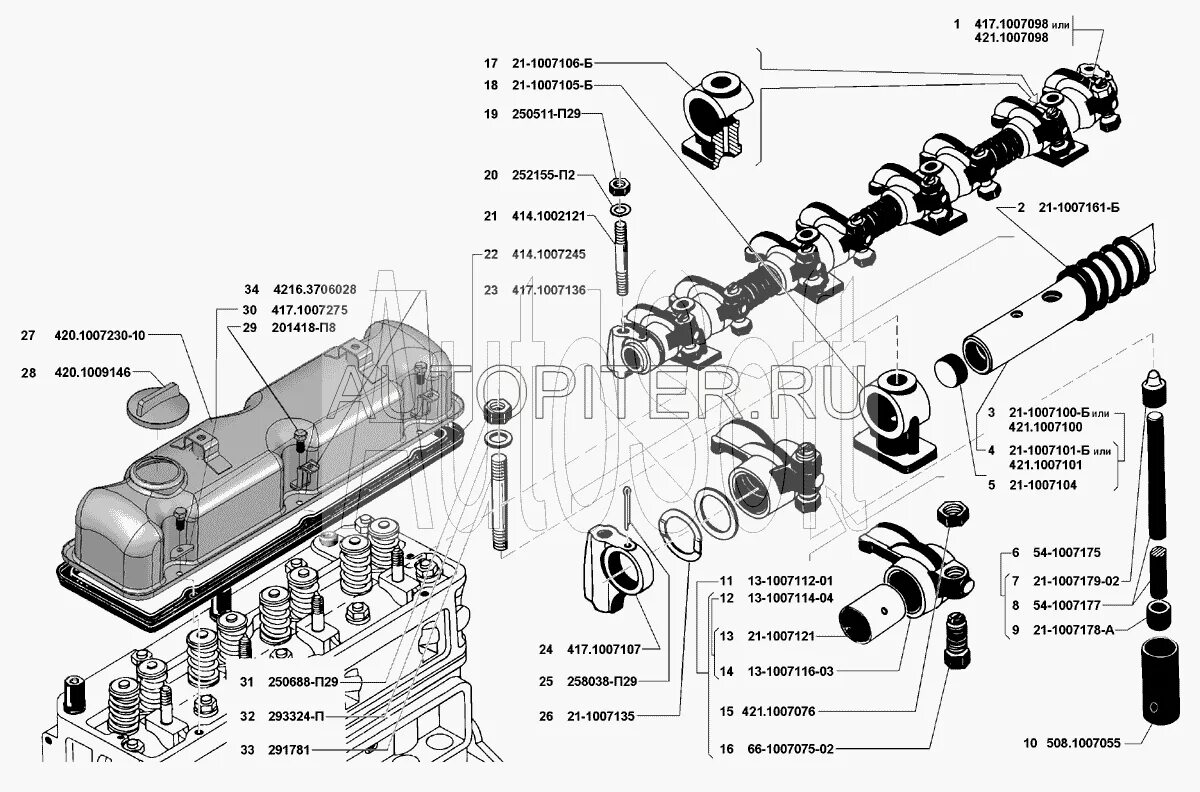 Порядок затяжки коромысел 4216 крышка клапанная 4216 - купить в интернет-магазине Автопитер по выгодной цене