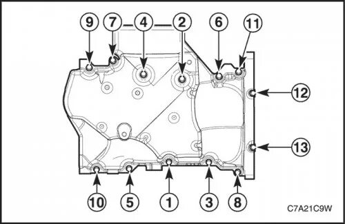 Порядок затяжки поддона лачетти Oil pan assembly (Chevrolet Captiva 1 2006-2018: Engine HFV6 3.2L: Engine repair