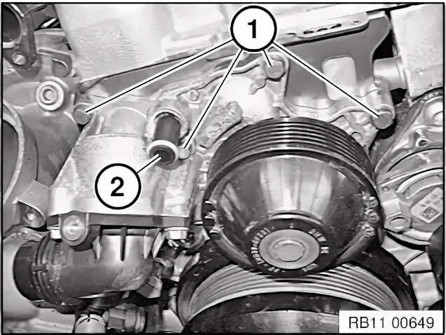 Порядок затяжки помпы bmw f800 11 51 000 Снятие и установка / замена насоса охлаждающей жидкости (N57)