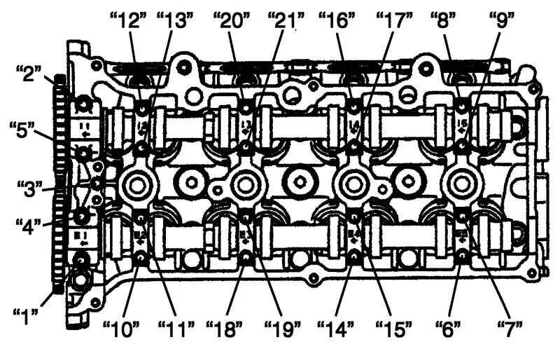 Порядок затяжки постели распредвалов Ремонт Сузуки Лиана : Снятие и установка распредвала, толкателя клапана и регули