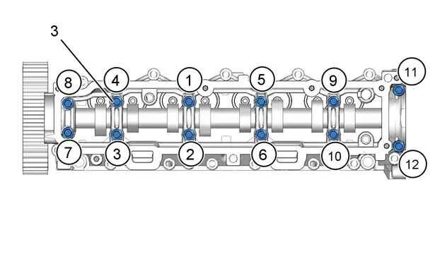 Порядок затяжки постели распредвалов Устройство, обслуживание и ремонт автомобилей Ситроен - Момент затяжки : Двигате