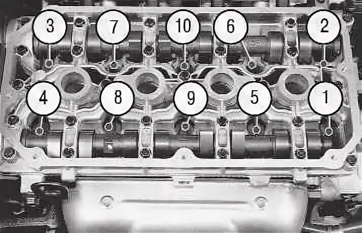Порядок затяжки постели распредвалов киа спектра Замена прокладки клапанной крышки - KIA Spectra, 1,6 л, 2007 года своими руками 