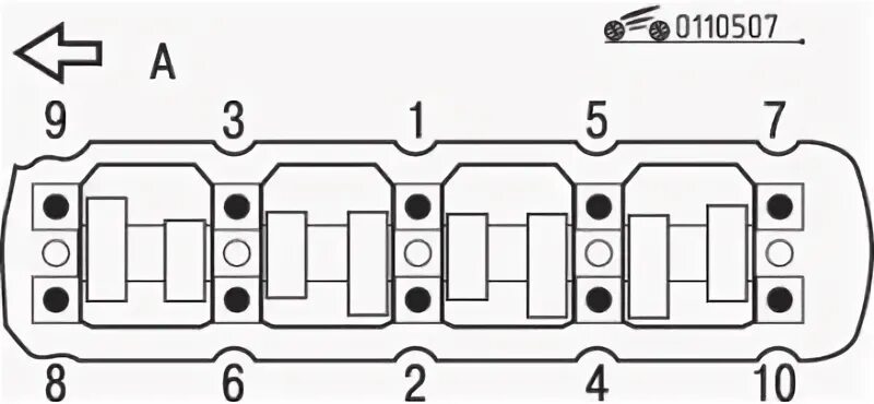 Порядок затяжки распределительного вала Camshaft and camshaft oil seal (Mitsubishi Carisma, 1995-2004) - "Diesel engines