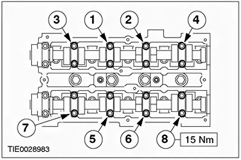 Порядок затяжки распределительного вала Camshafts - removal and installation (Power unit / Engine Duratec ST 2.0 l / For