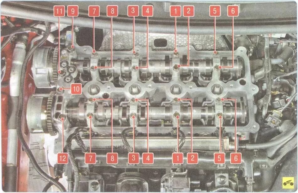 Порядок затяжки распредвалов акцент Kia Ceed (2012+). СНЯТИЕ И УСТАНОВКА РАСПРЕДЕЛИТЕЛЬНЫХ ВАЛОВ ДВИГАТЕЛЯ G4FA, G4F