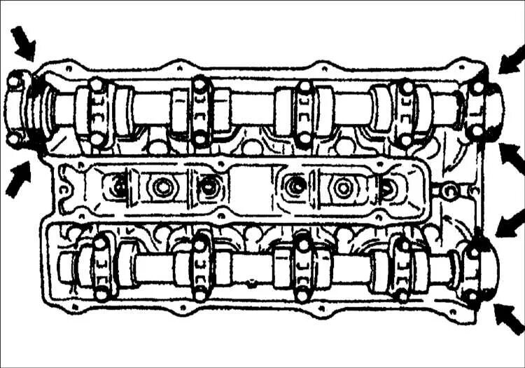 Порядок затяжки распредвалов киа спектра Головка цилиндров Kia Clarus Руководство Kia