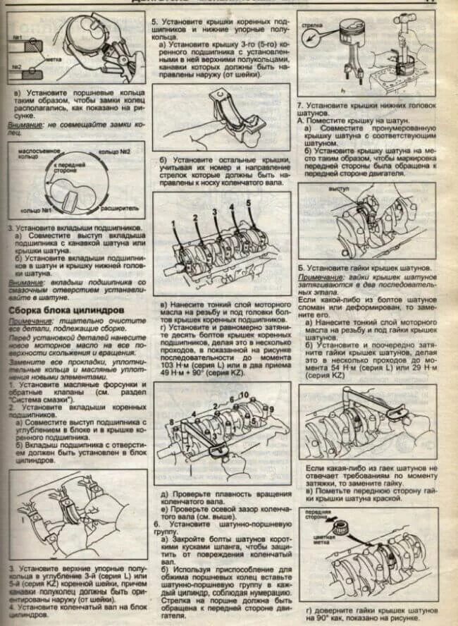 Порядок затяжки шатунов Какой момент затяжки шатунов Тойота Хайс 2.4 D? - 2 ответа