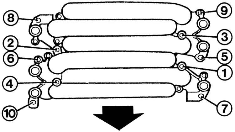 Порядок затяжки впускного коллектора Ауди 80, Авант (Б4). Впускной коллектор с изменяемой длиной тракта. Audi 80 / Av