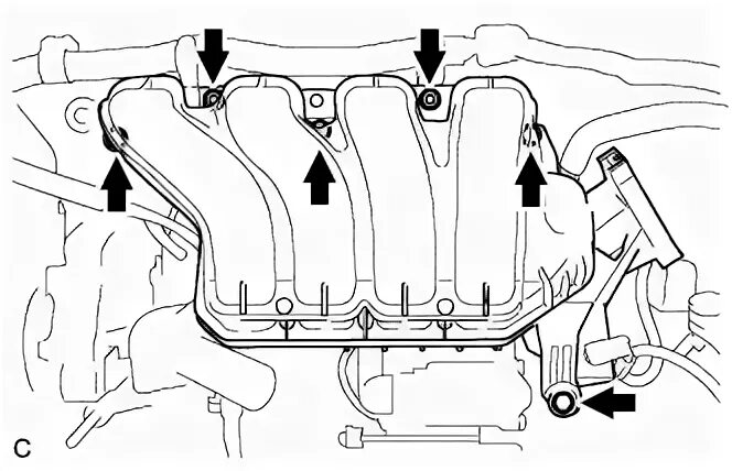 Порядок затяжки впускного коллектора Двигатель 4ZZ - непонятное отверстие - Toyota Corolla клуб Россия