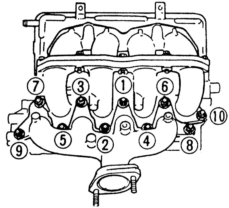 Порядок затяжки впускного коллектора двигателя зил 508 Ремонт Мазда 323 : Подтягивание болтов впускного и выпускного коллекторов Mazda 