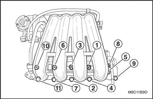 Порядок затяжки впускного коллектора к4м Руководство по техническому обслуживанию2006 Matiz РЕМОНТ АГРЕГАТА