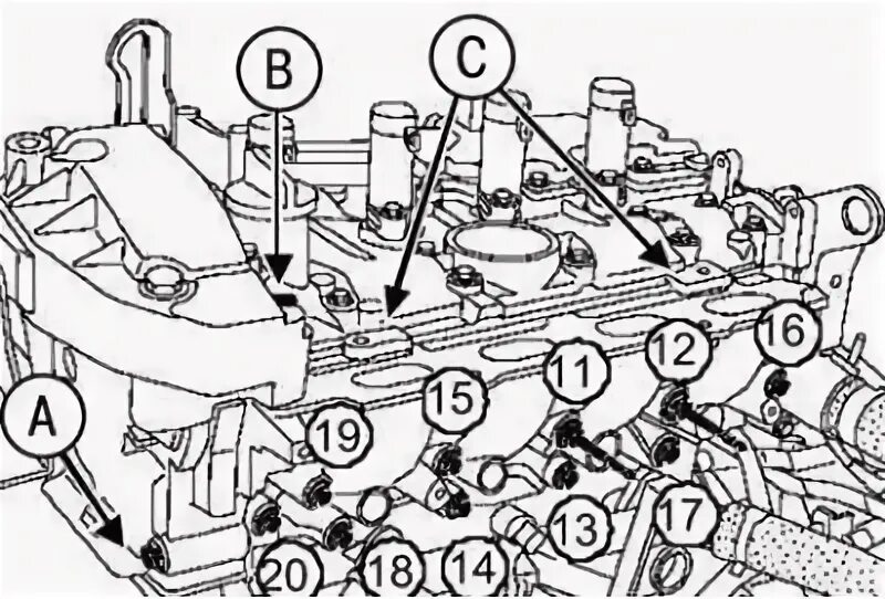 Порядок затяжки впускного коллектора к4м Removal and installation of a lining of cases of atomizers (K4J) (Renault Megan 