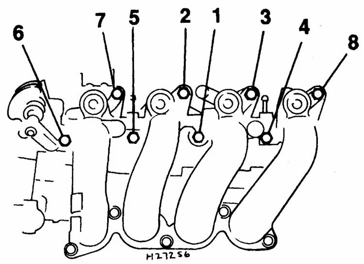 Порядок затяжки выпускного Ниссан Санни. Впускной коллектор. Nissan Sunny / 386a19