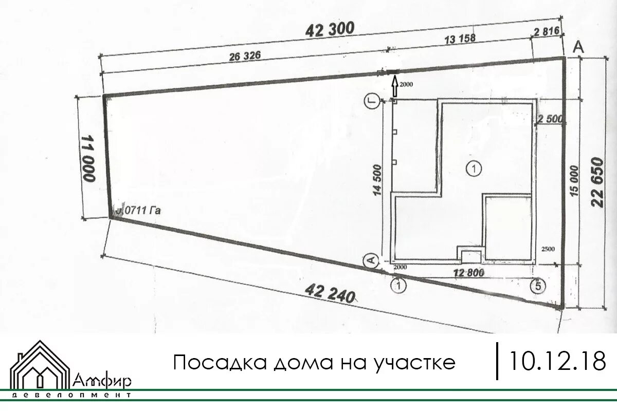 Посадка дома на участок чертеж Одноэтажный дом с гаражом, д.Тарусичи (165 м²) - Наши объекты