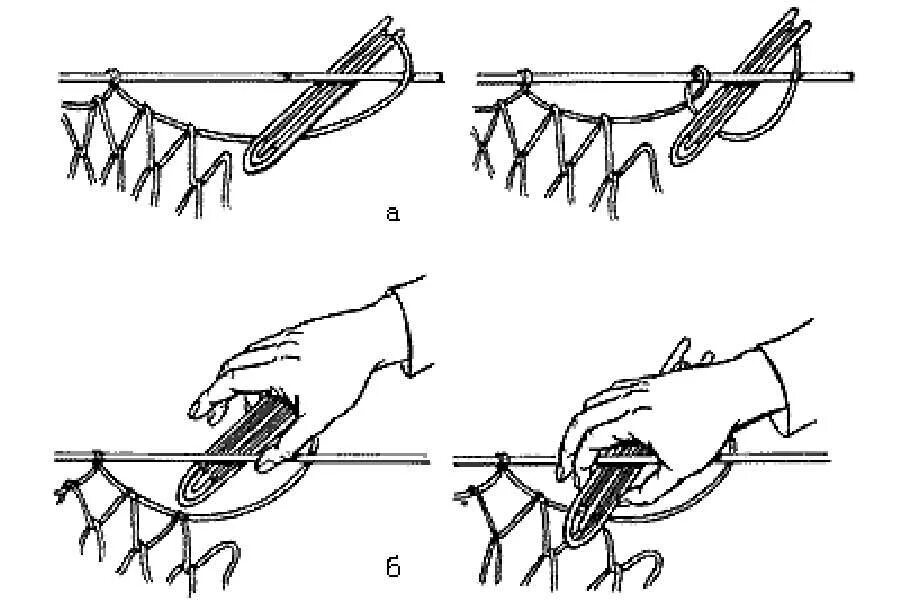 Посадка рыболовных сетей своими руками схема Плетение сетки