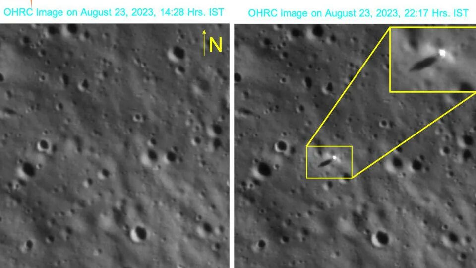 Посадочные модули на луне фото Watch Chandrayaan-3's Pragyan rover take its '1st steps' on the moon (video)