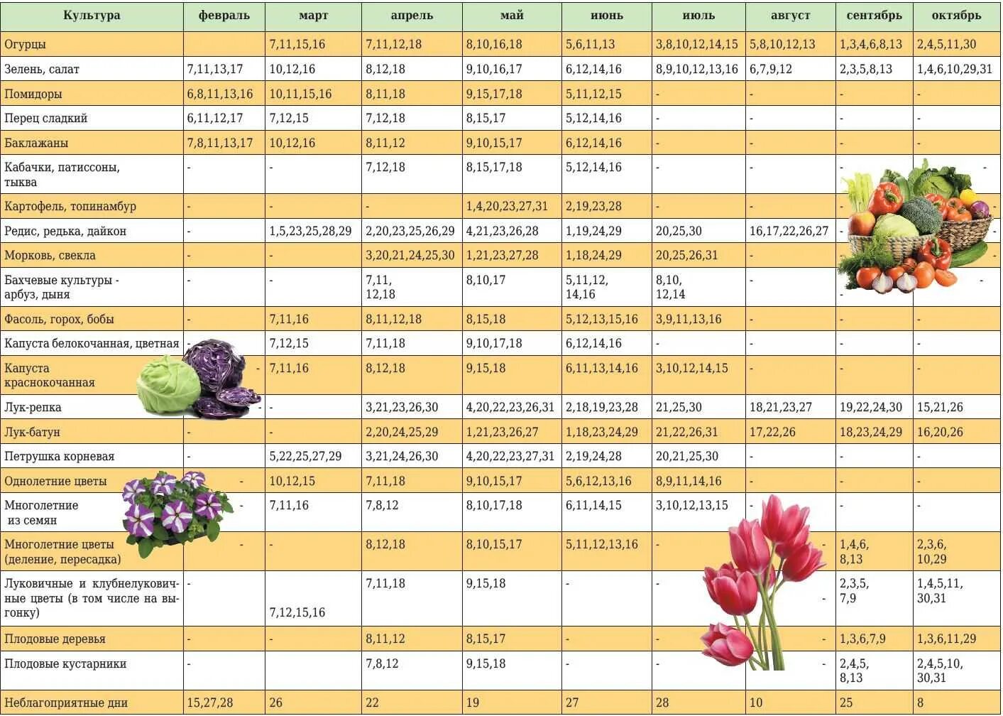 Посадочный календарь на 2017 год Календарь посева сибирь