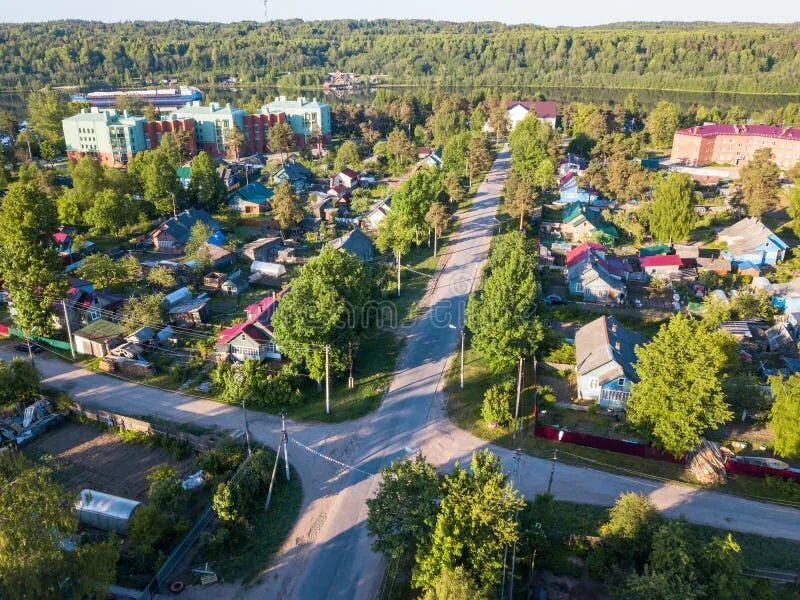 Поселок городского типа фото Flying Over Urban-type Settlement Nikolskiy in Leningrad Region Stock Image - Im