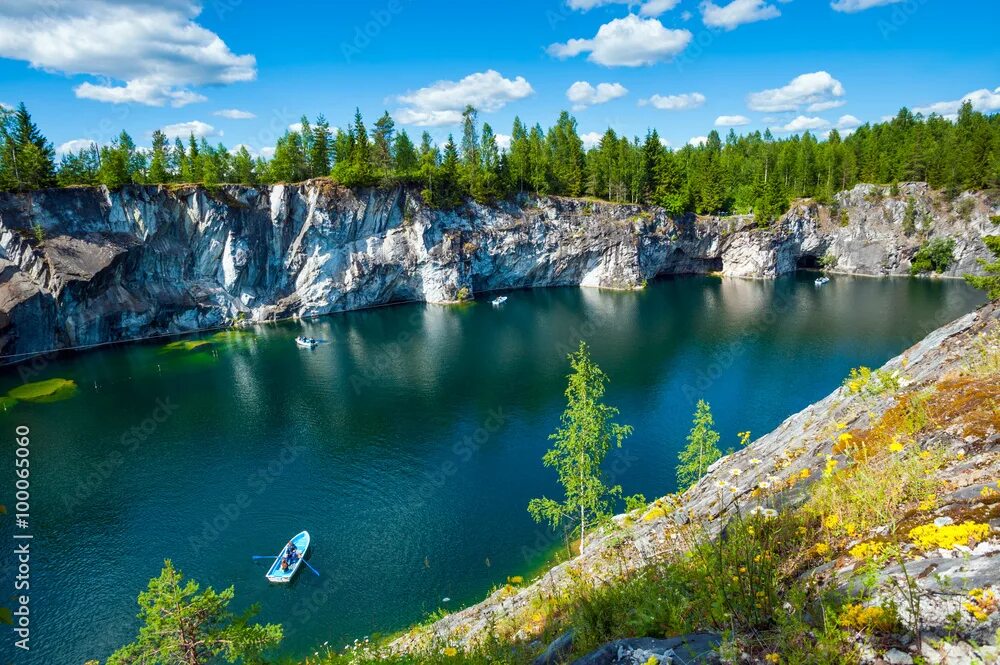 Поселок рускеала карелия фото Ruskeala marble quarry, Karelia, Russia Stock Photo Adobe Stock