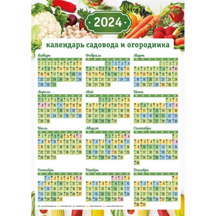 Посевной календарь на 2024 год огородника Календарь 2024 листовой А1 А1 Садовода и огородника КВАДРА 8170 - купить с доста