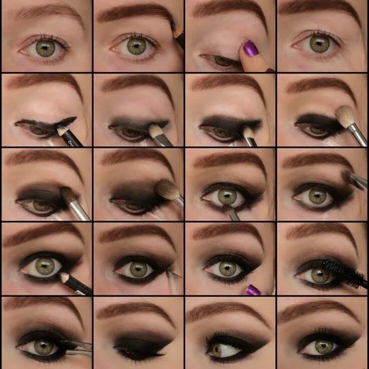 Пошаговая инструкция как накрасить глаза 40+ Amazing Smokey Eyes Makeup Tutorials Макияж глаз, Темный макияж глаз, Дымчат