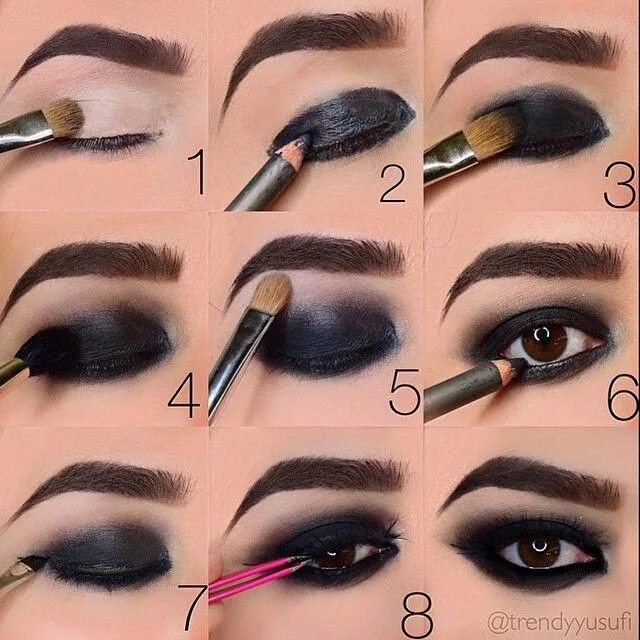 Пошаговая инструкция как накрасить глаза Step by step eye makeup - PICS. My collection Dramatic eye makeup, Smokey eye ma