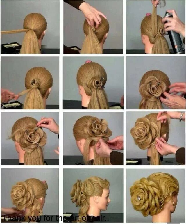 Пошаговая инструкция как сделать прическу How to make a rose bun .. Step by step Flowers in hair, Hair tutorial, Stylish h